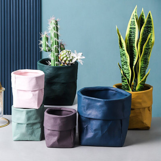 Nordic Kraft Paper Bag Flower Pot