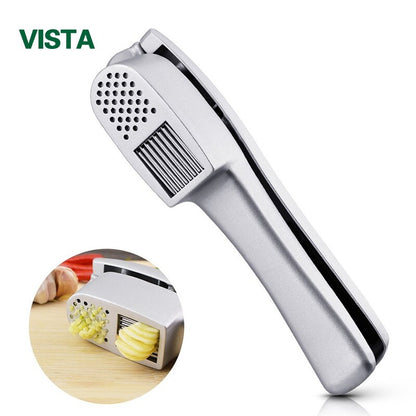 Garlic Press Mincer and Slicer 2 in 1 Kitchen Gadget Aluminium Crusher Mincer Grinder Chopper Slicer for Garlic Kitchen Tool