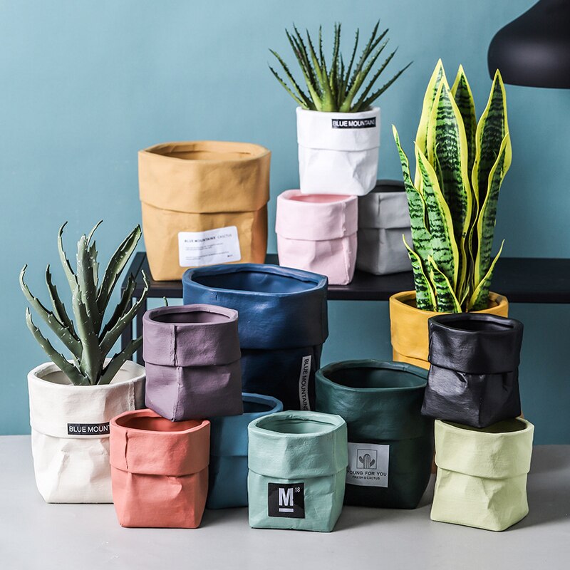 Nordic Kraft Paper Bag Flower Pot